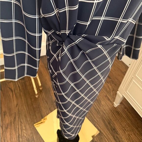 Elizabeth and James Royal Combo Windowpane Knotted Shift Dress-kk13 - Picture 5 of 6